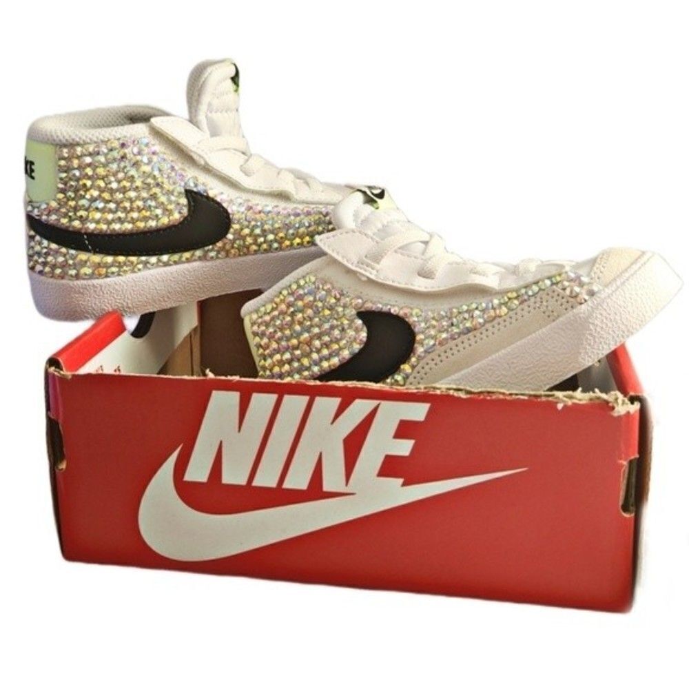 Nike Blazer Mid 77 Toddler Sneakers 8c BLING Bedazzled CUSTOM Shoes
